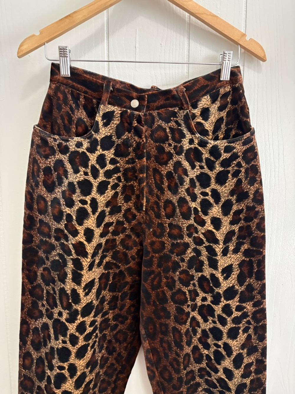 Jeffrey Harper 100% Cotton Velvet Leopard Print Pants Size 8